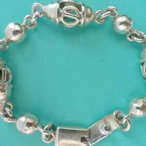 Sterling Silver Mexico Bells and Balls Beaded Chain Link Bracelet